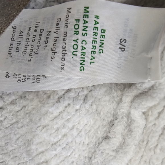 Aerie Cream Waffle Knit Sweater Collared Pullover Cotton Blend Soft Cozy Relaxed - Picture 5 of 11